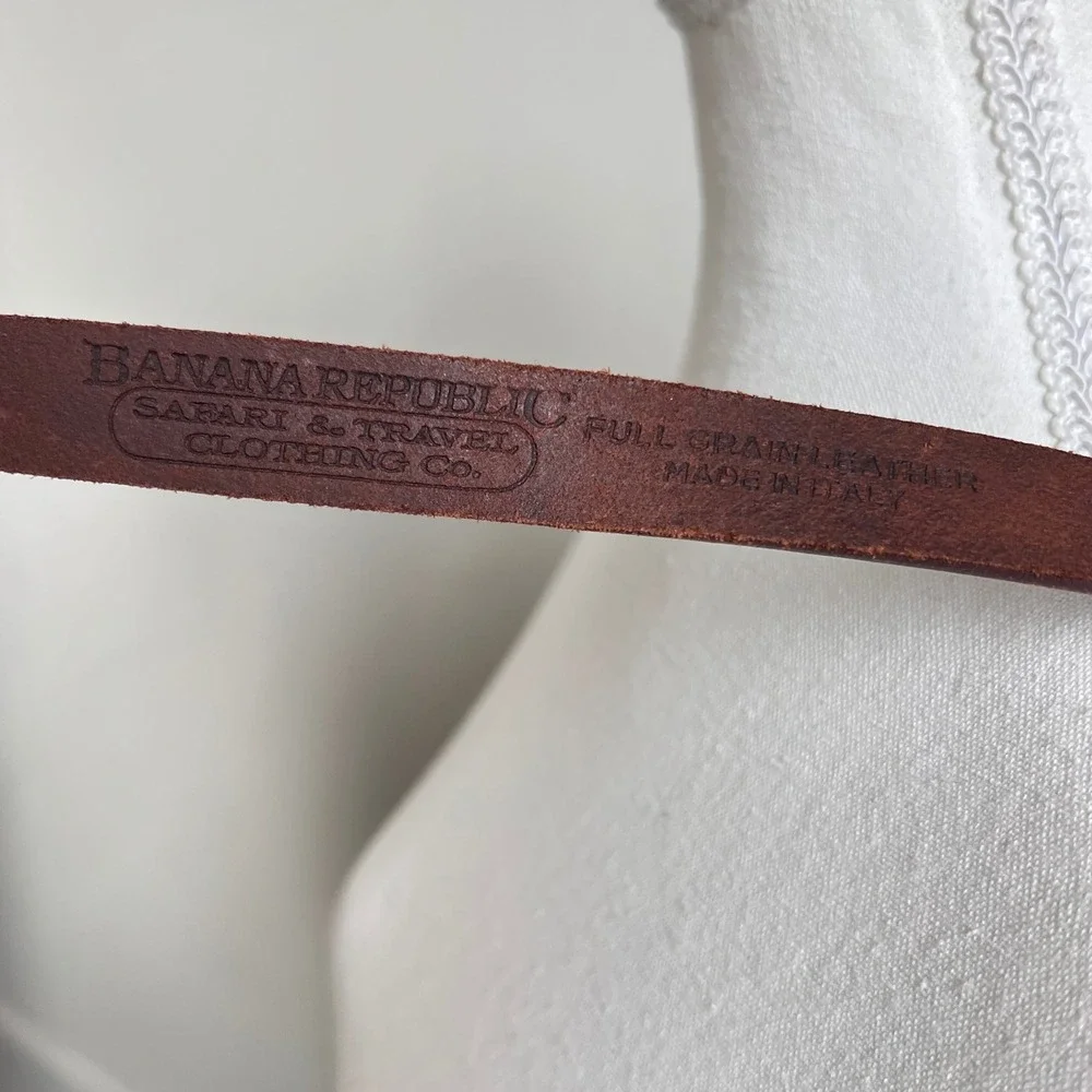 Vintage Banana Republic Safari Brown Leather Belt‎ Western Buckle Size 28